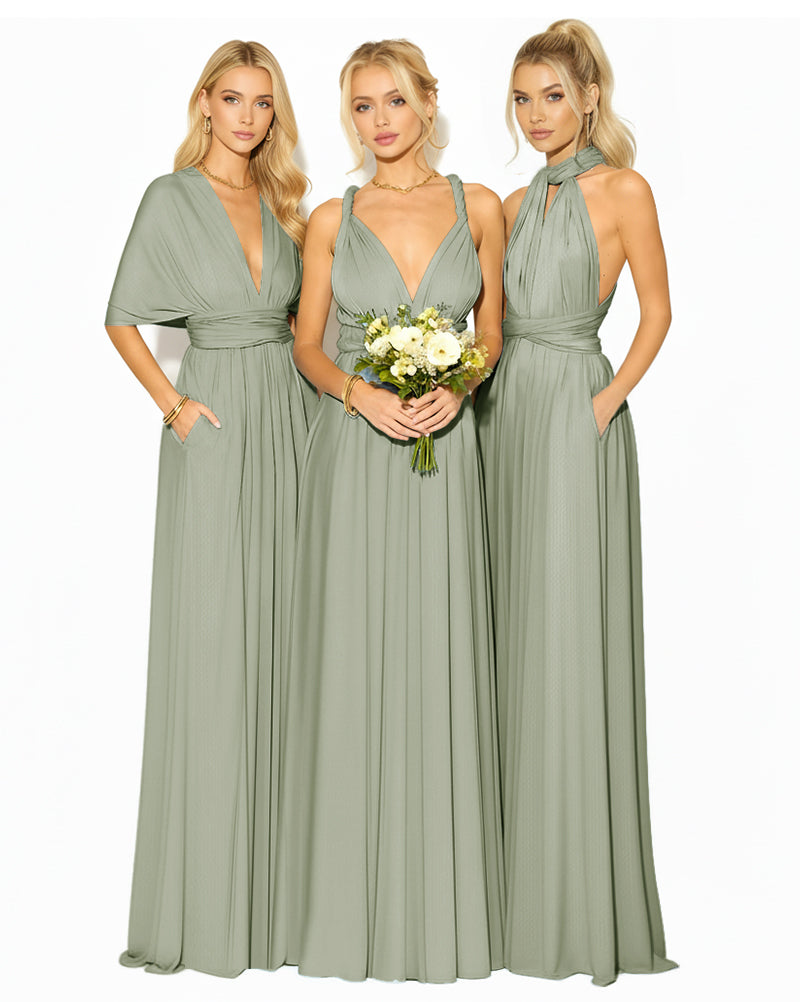 Convertible Bridesmaid Wrap Maxi Infinity Dress Regular Plus size Wedding Bridal Party Bridemaids Gown dusty sage 