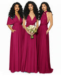 Convertible Multiway Infinity Wrap Dress with Pockets Regular Plus size Wedding Bridal Party Bridemaids Gown burgundy 