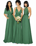 Convertible Bridesmaid Convertible Infinity Dress With Pockets Regular Plus size Wedding Bridal Party Bridemaids Gowndark green 