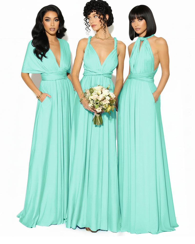 Convertible Bridesmaid Convertible Infinity Dress With Pockets Regular Plus size Wedding Bridal Party Bridemaids Gownsage 