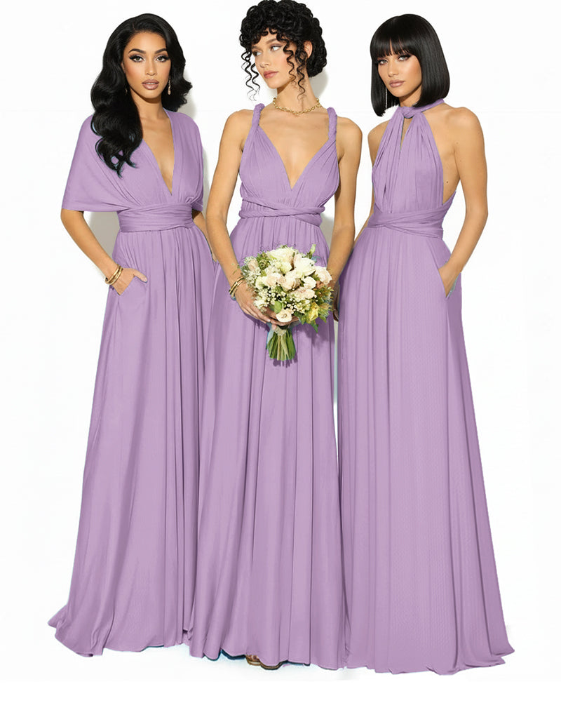 Convertible Bridesmaid Convertible Infinity Dress With Pockets Regular Plus size Wedding Bridal Party Bridemaids Gownwisteria mauve 