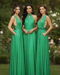 Multiway Convertible Wrap Dress With Pockets Regular Plus size Wedding Bridal Party Bridemaids Gownemerald 
