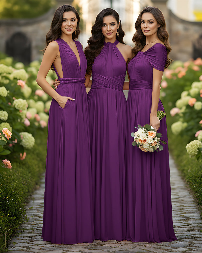 Wrap Convertible Multiway Infinity Dress With Pockets for Bridesmaids Wedding Guestsgrape 