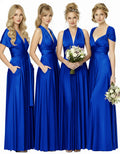 Bridesmaid Infinity Maxi Convertible Multiway Dress With Pockets Regular Plus size Wedding Bridal Party Bridemaids Gown royal blue 