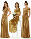 Velvet Infinity Convertible Wrap Dress With Pockets Regular Plus size Wedding Bridal Party Bridemaids Gown