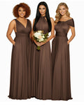 Multiway Convertible Maxi Infinity Dress With Pockets Regular Plus size Wedding Bridal Party Bridemaids Gownbrown 