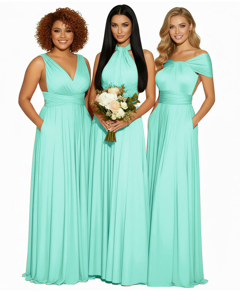 Multiway Convertible Maxi Infinity Dress With Pockets Regular Plus size Wedding Bridal Party Bridemaids Gownsage 