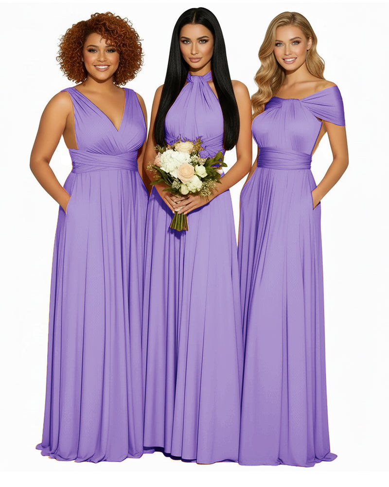 Multiway Convertible Maxi Infinity Dress With Pockets Regular Plus size Wedding Bridal Party Bridemaids Gown