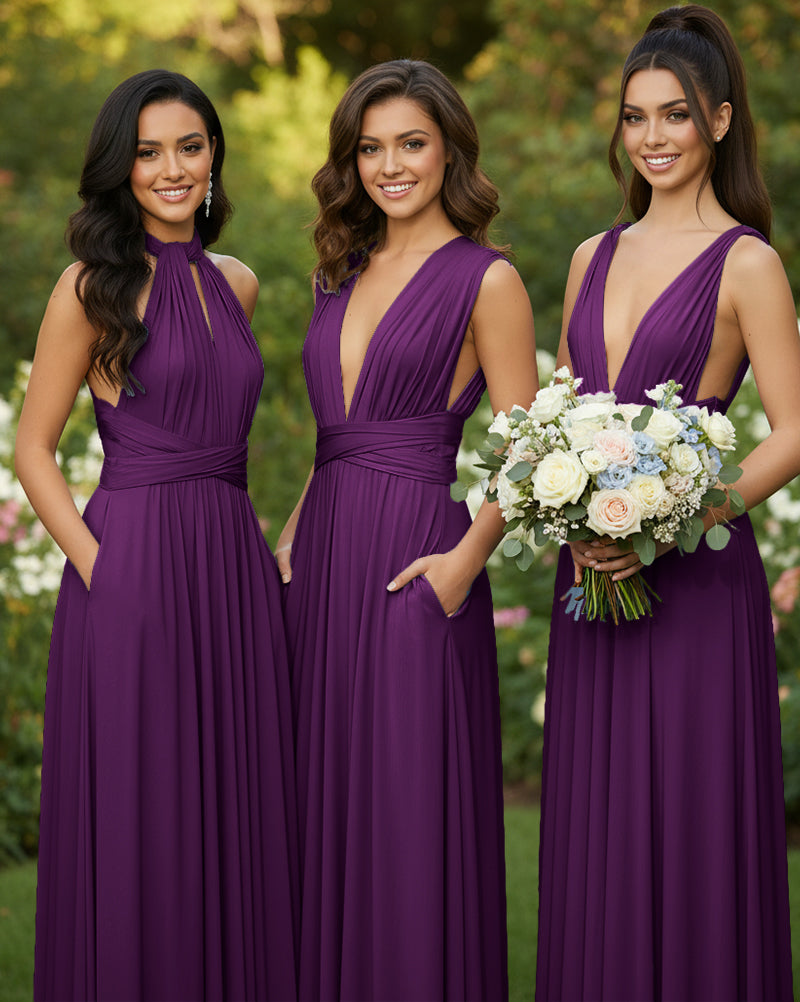 Infinity Bridesmaid Gown Multiway Dress with Pockets Regular Plus size Wedding Bridal Party Bridemaids Gowngrape 