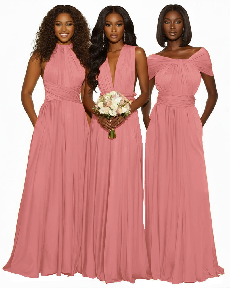 Infinity Maxi Convertible Dress With Pockets Regular Plus size Wedding Bridal Party Bridemaids Gown blushing pink 