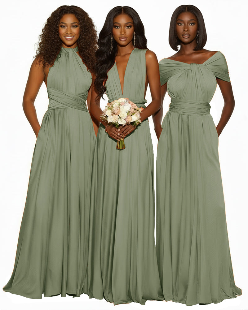 Infinity Maxi Convertible Dress With Pockets Regular Plus size Wedding Bridal Party Bridemaids Gown dusty sage 