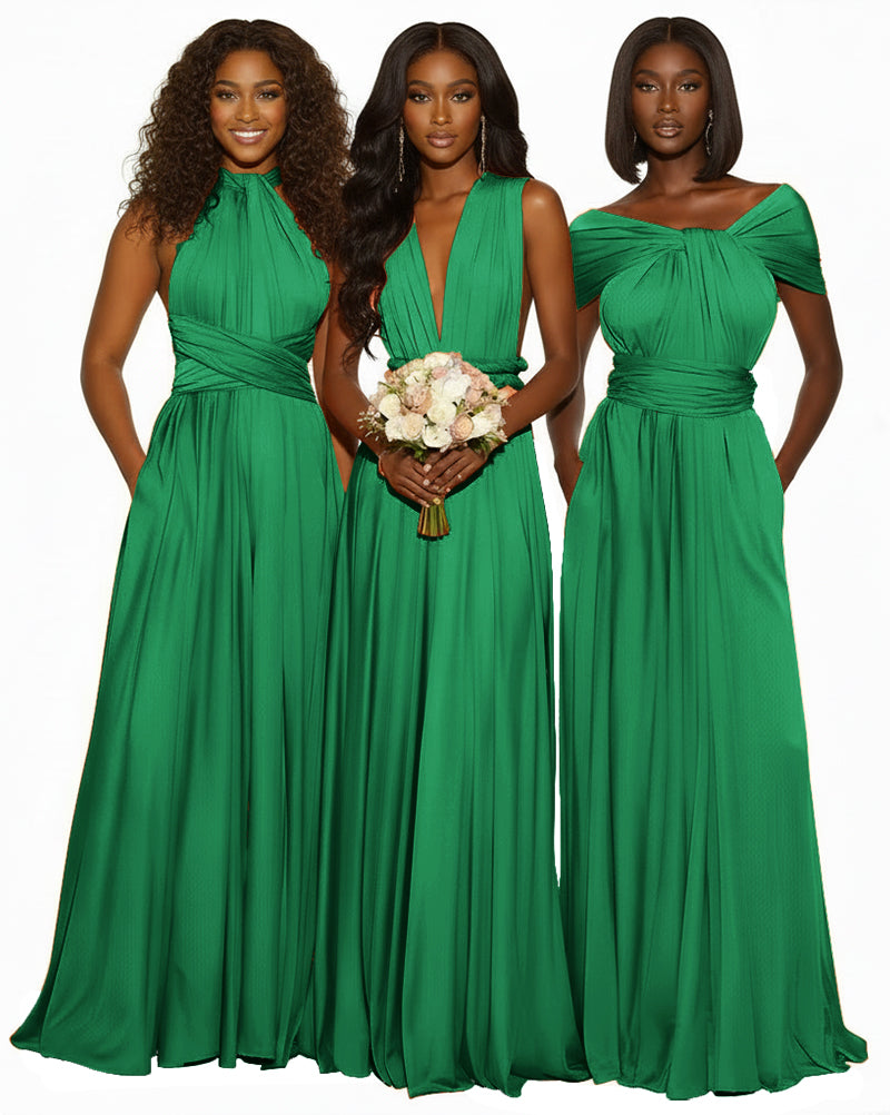 Infinity Maxi Convertible Dress With Pockets Regular Plus size Wedding Bridal Party Bridemaids Gown emerald 