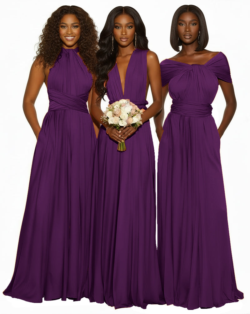 Infinity Maxi Convertible Dress With Pockets Regular Plus size Wedding Bridal Party Bridemaids Gown grape 