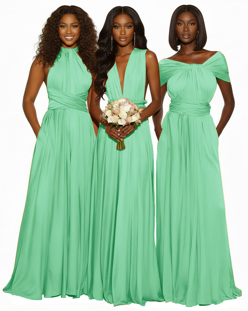 Infinity Maxi Convertible Dress With Pockets Regular Plus size Wedding Bridal Party Bridemaids Gown mint green 