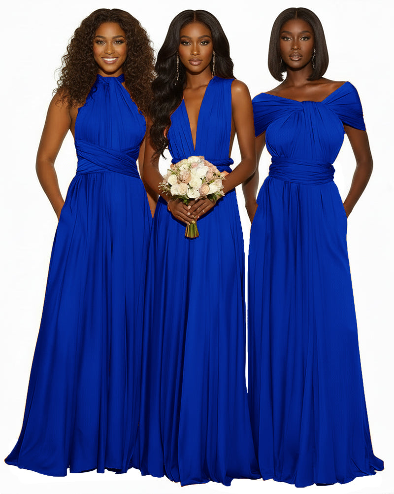 Infinity Maxi Convertible Dress With Pockets Regular Plus size Wedding Bridal Party Bridemaids Gown royal blue 