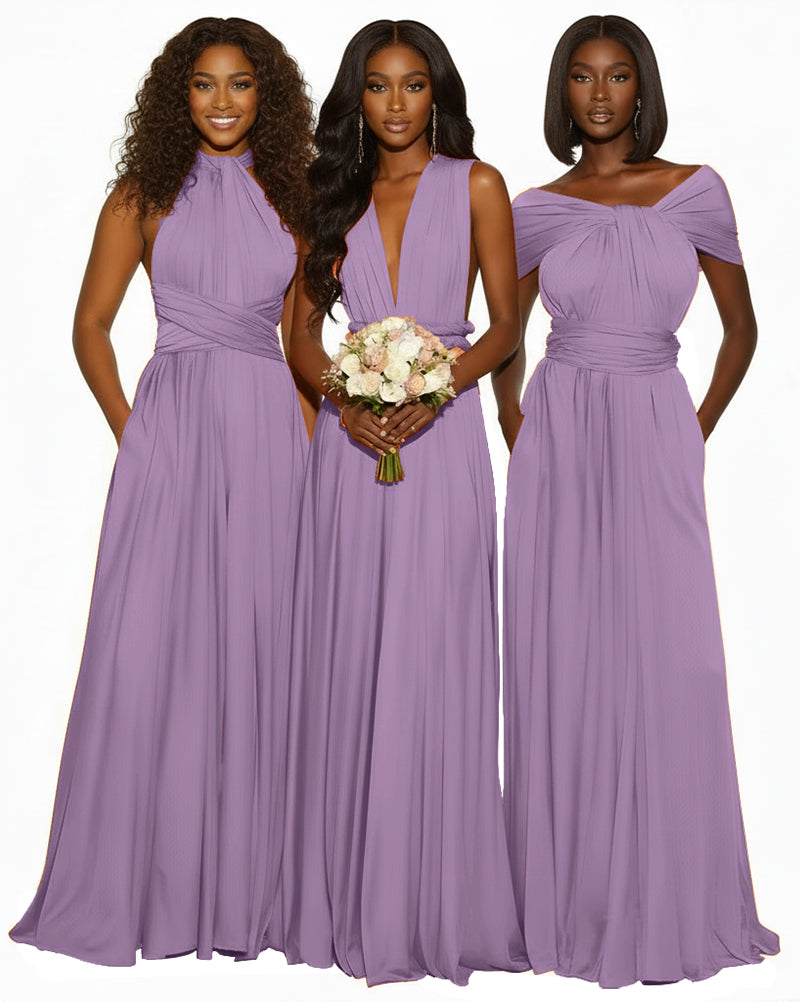 Infinity Maxi Convertible Dress With Pockets Regular Plus size Wedding Bridal Party Bridemaids Gown wisteria mauve 