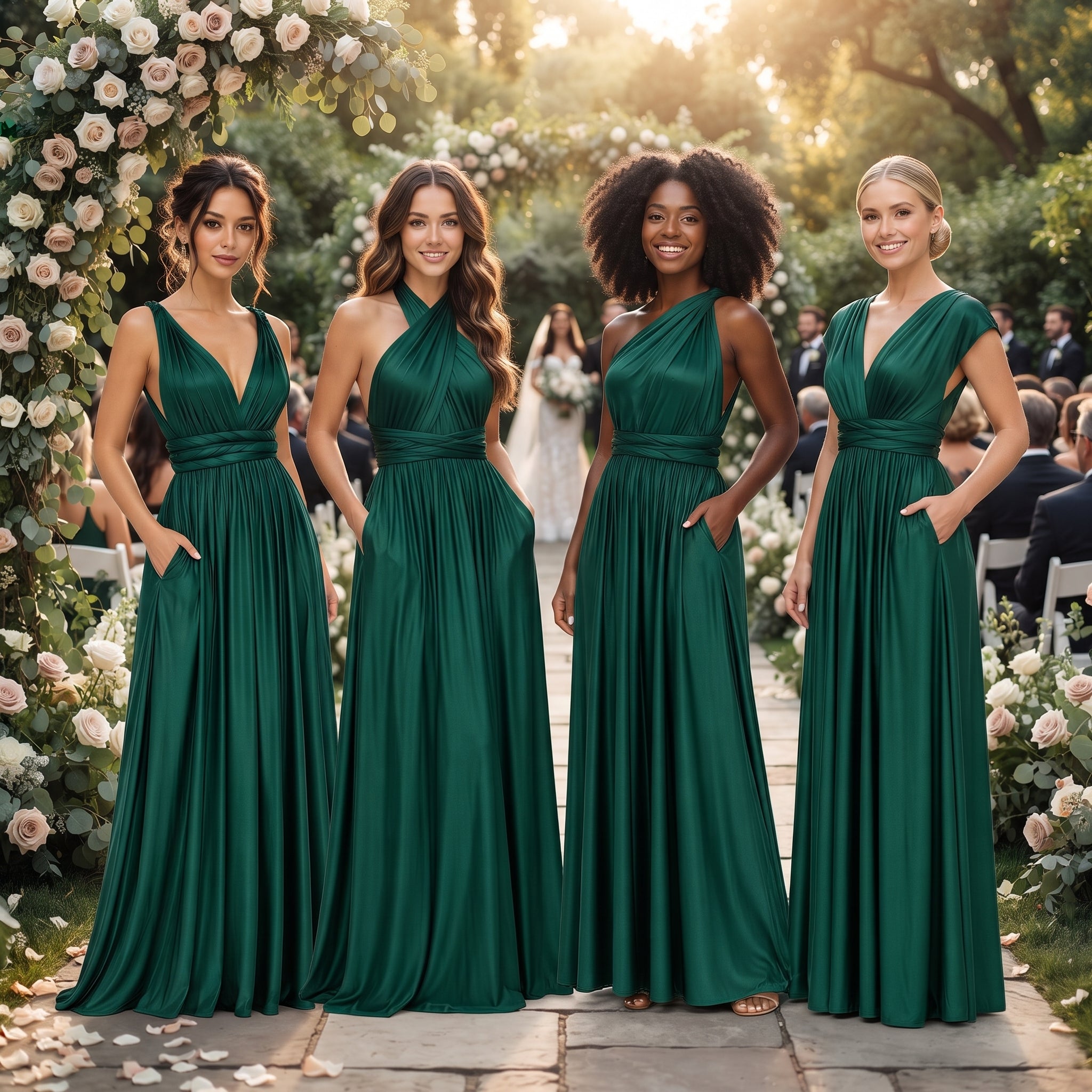 color:Emerald | kmbridal_emerald_dark_green_Infinity_Bridesmaid_Dress_with_Pockets_Convertible_Multiway_Maxi_Dress_7