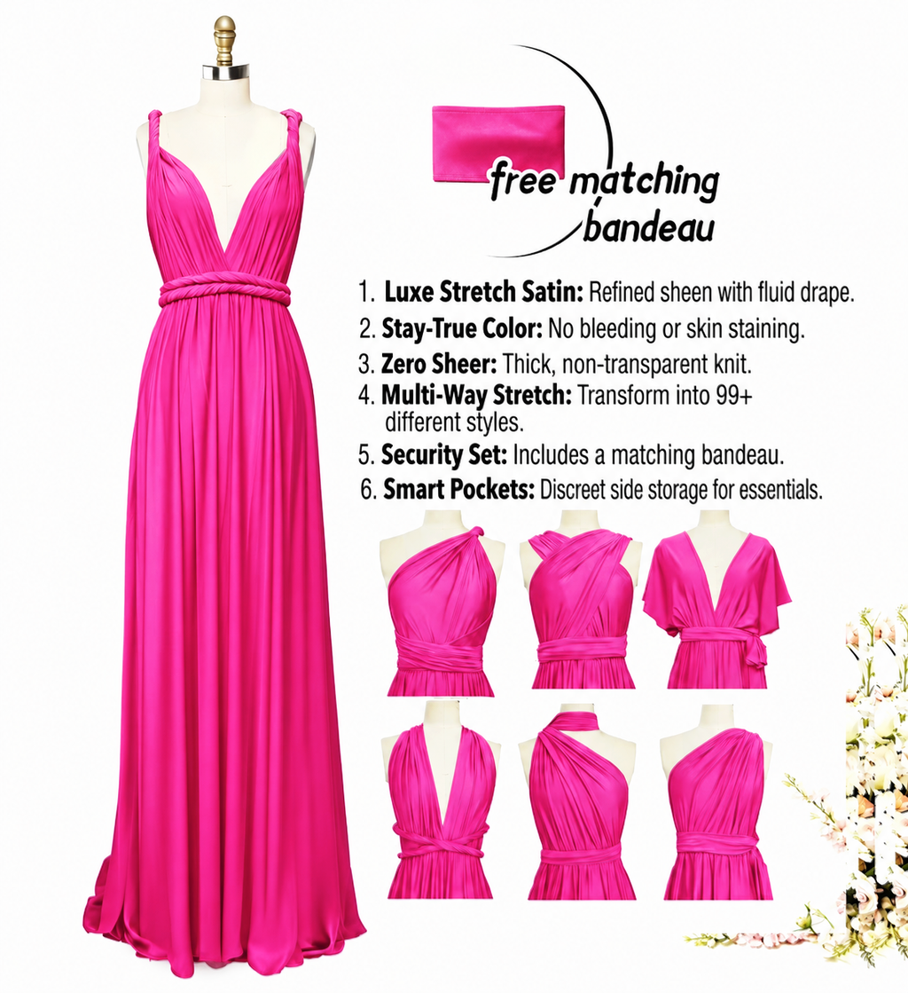 color:Fuchsia | kmbridal_fuchsia_Infinity_Bridesmaid_Dress_with_Pockets_Convertible_Multiway_Maxi_Dress_3 a