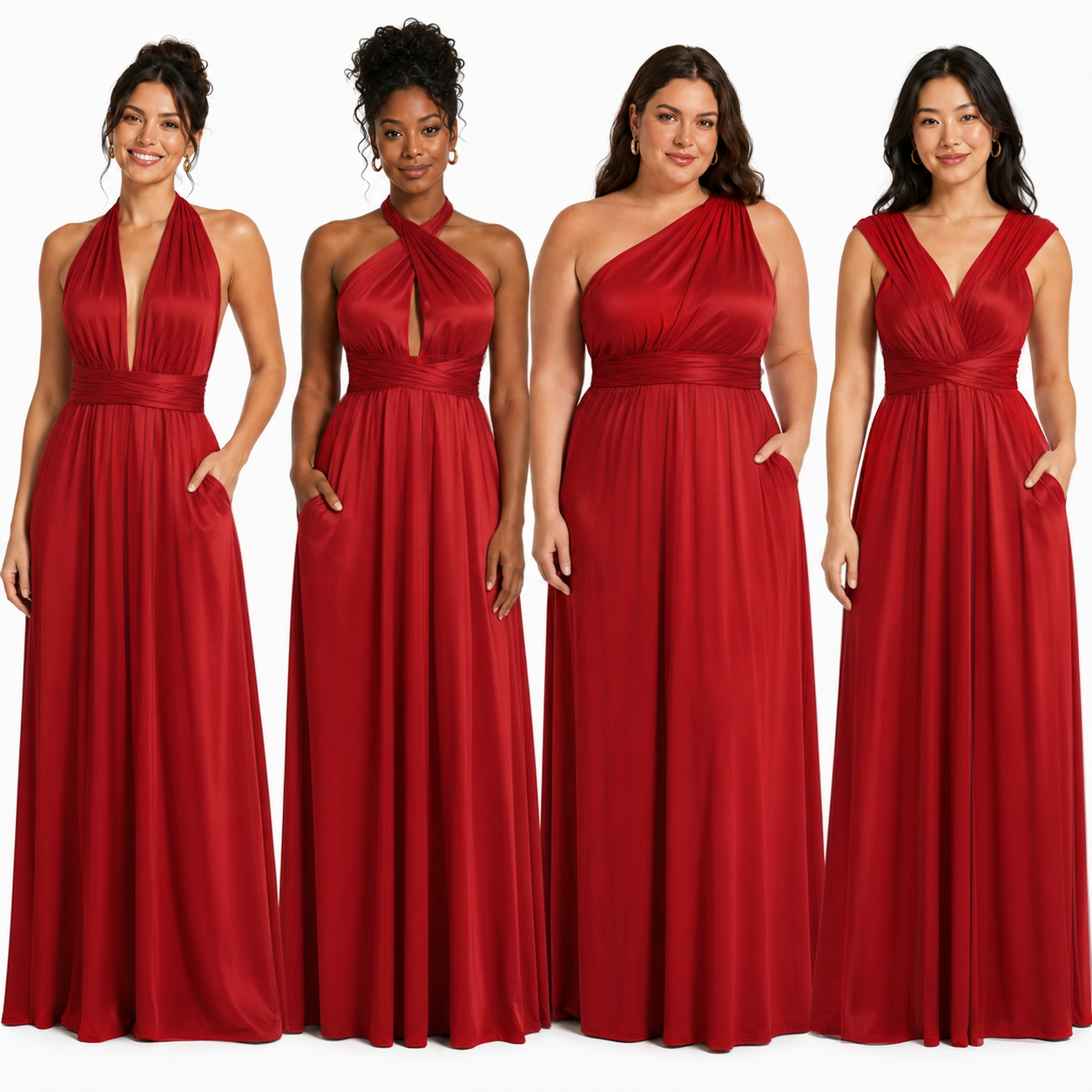 color:Red | kmbridal_red_Infinity_Bridesmaid_Dress_with_Pockets_Convertible_Multiway_Maxi_Dress_2