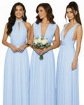 Long Wrap Infinity Convertible Multiway Dress With Pockets Regular Plus size Wedding Bridal Party Bridemaids Gown blue 