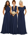 Convertible Infinity Maxi Dress With Pockets Regular Plus size Wedding Bridal Party Bridemaids Gowndark navy 