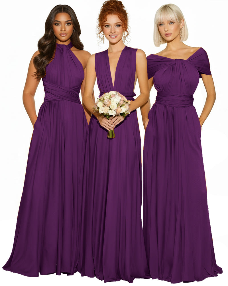 Convertible Infinity Maxi Dress With Pockets Regular Plus size Wedding Bridal Party Bridemaids Gowngrape 