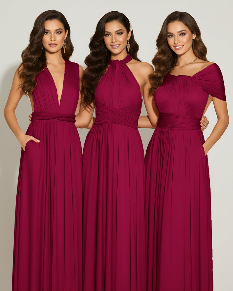 Multiway Bridesmaid Gown Infinity Dress With Pockets Regular Plus size Wedding Bridal Party Bridemaids Gown burgundy 