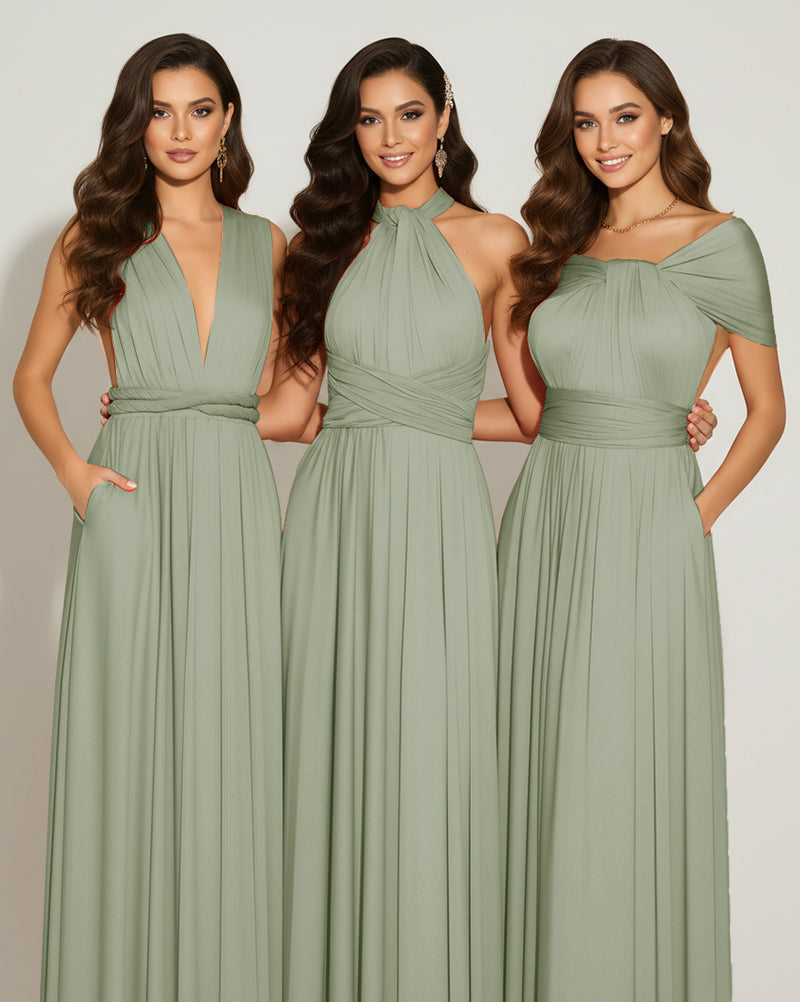 Multiway Bridesmaid Gown Infinity Dress With Pockets Regular Plus size Wedding Bridal Party Bridemaids Gown dusty sage 