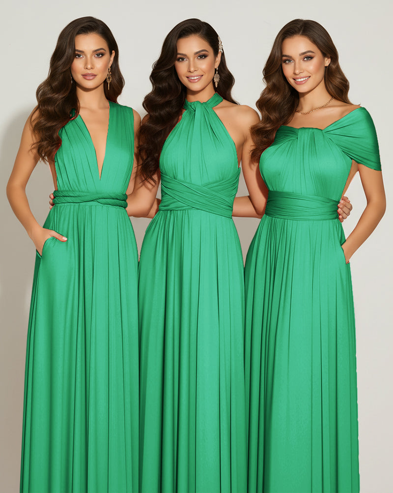 Multiway Bridesmaid Gown Infinity Dress With Pockets Regular Plus size Wedding Bridal Party Bridemaids Gown emerald 