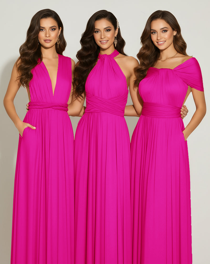 Multiway Bridesmaid Gown Infinity Dress With Pockets Regular Plus size Wedding Bridal Party Bridemaids Gown fuchsia 