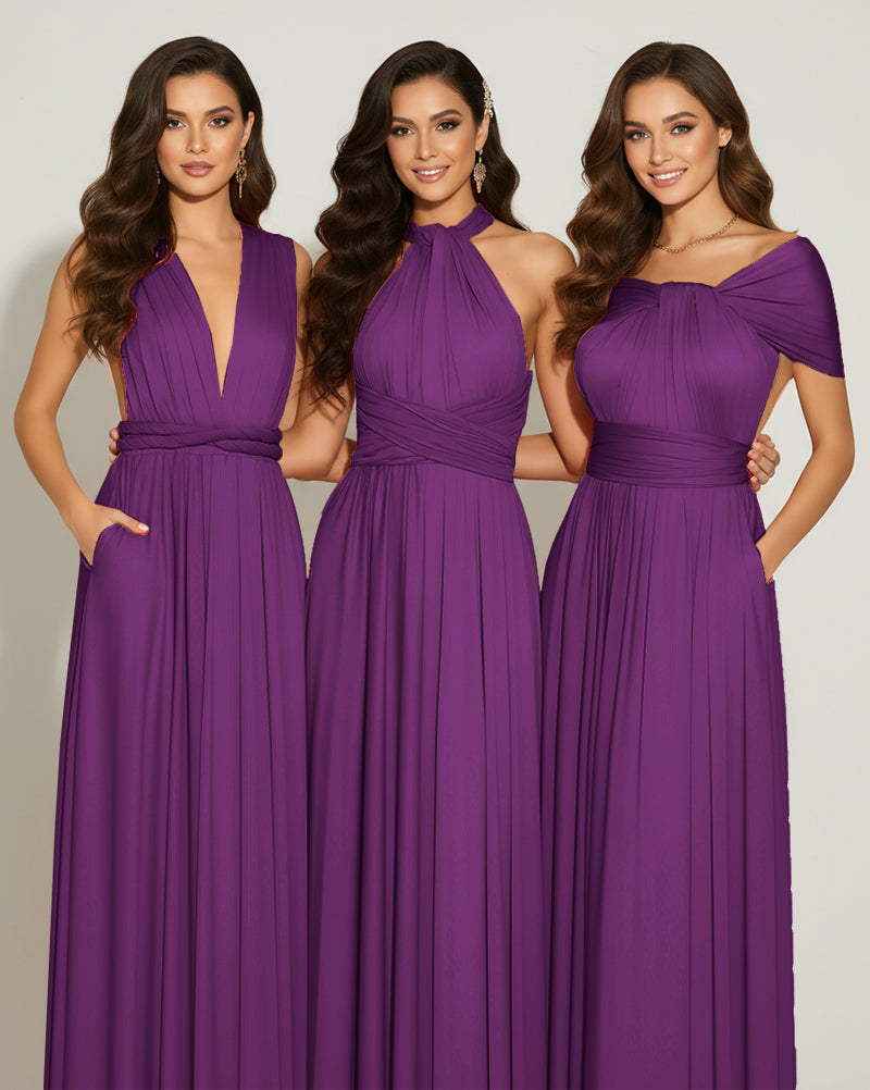 Multiway Bridesmaid Gown Infinity Dress With Pockets Regular Plus size Wedding Bridal Party Bridemaids Gown grape 