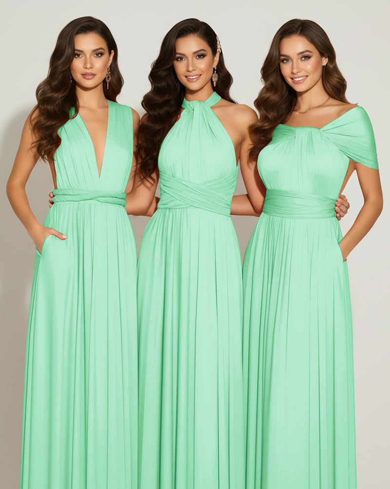 Multiway Bridesmaid Gown Infinity Dress With Pockets Regular Plus size Wedding Bridal Party Bridemaids Gown mint green 