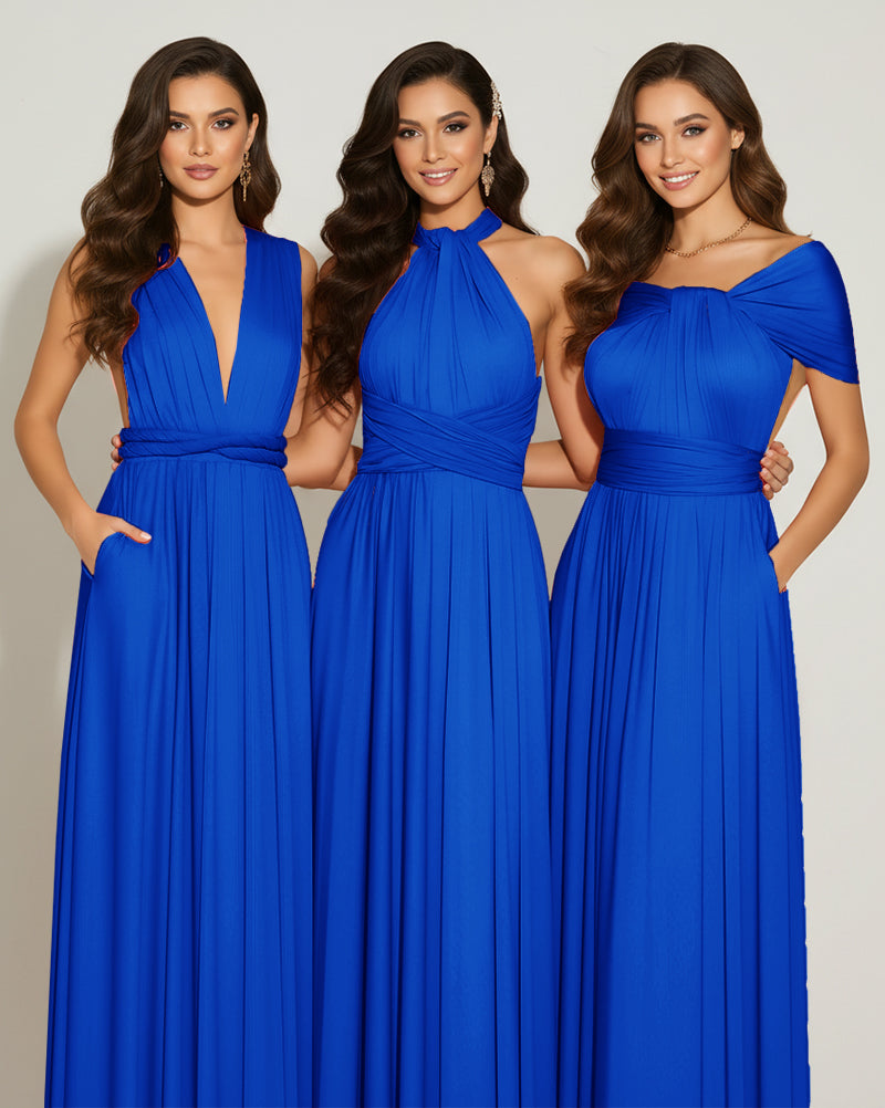 Multiway Bridesmaid Gown Infinity Dress With Pockets Regular Plus size Wedding Bridal Party Bridemaids Gown royal blue 