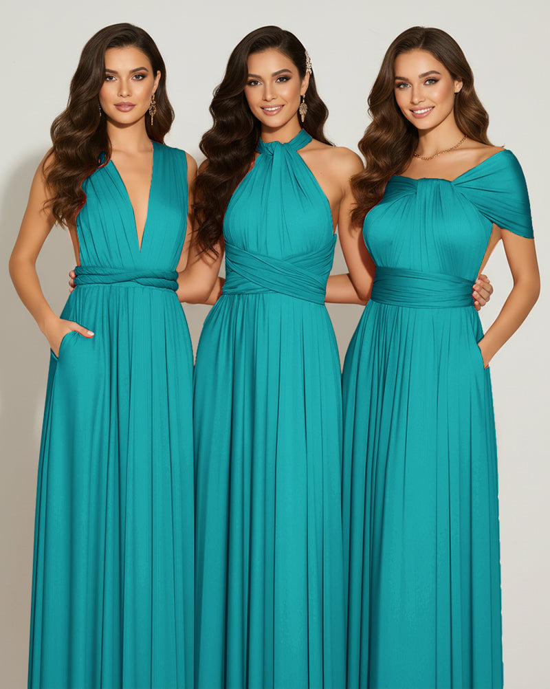 Multiway Bridesmaid Gown Infinity Dress With Pockets Regular Plus size Wedding Bridal Party Bridemaids Gown teal green 