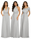 Multiway Convertible Maxi Infinity Dress With Pockets Regular Plus size Wedding Bridal Party Bridemaids Gownsilver 