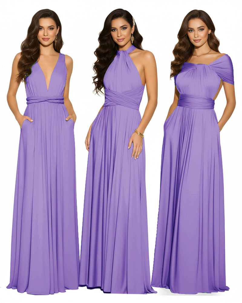 Multiway Convertible Maxi Infinity Dress With Pockets Regular Plus size Wedding Bridal Party Bridemaids Gown