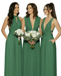 multiway infinity convertible maxi dress with pockets bridal party perfection bridesmaid dark green