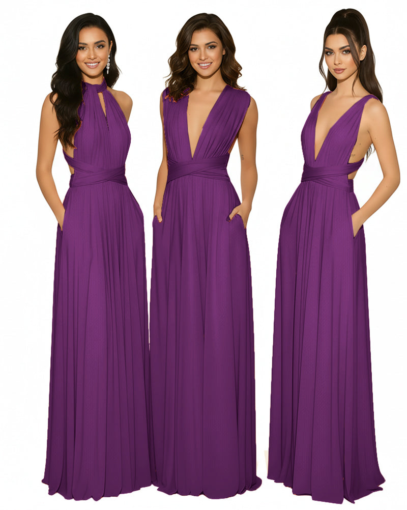 Multiway Maxi Gown Infinity Dress with Pockets Regular Plus size Wedding Bridal Party Bridemaids Gowngrape 