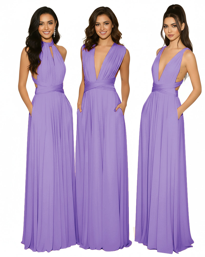 Multiway Maxi Gown Infinity Dress with Pockets Regular Plus size Wedding Bridal Party Bridemaids Gown