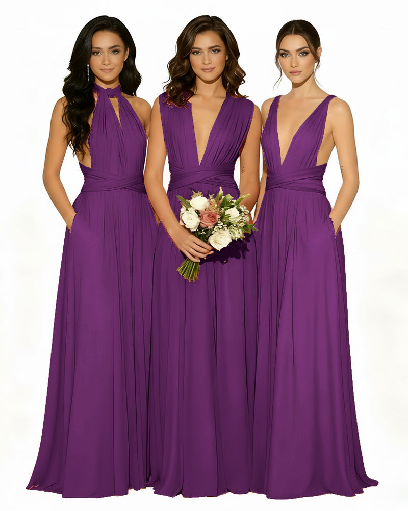 Multiway Wrap Bridesmaid Infinity Dress with Pockets Regular Plus size Wedding Bridal Party Bridemaids Gowngrape 