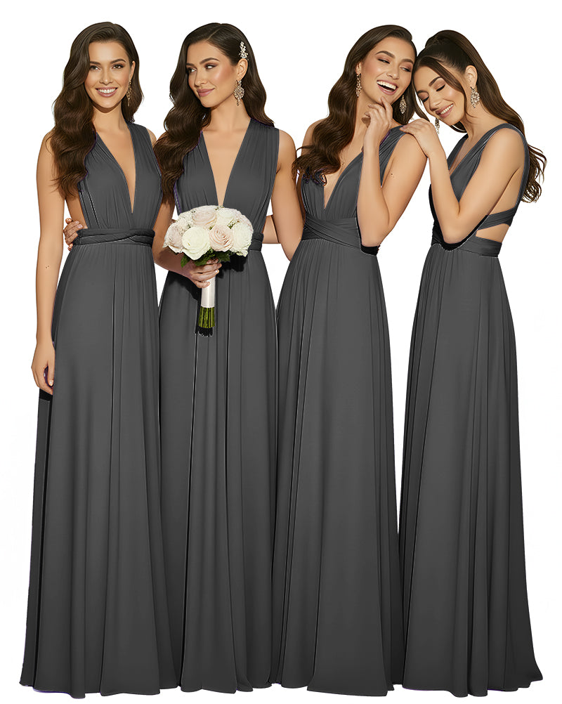 Multiway Wrap Infinity Dress With Pockets Regular Plus size Wedding Bridal Party Bridemaids Gownblack 