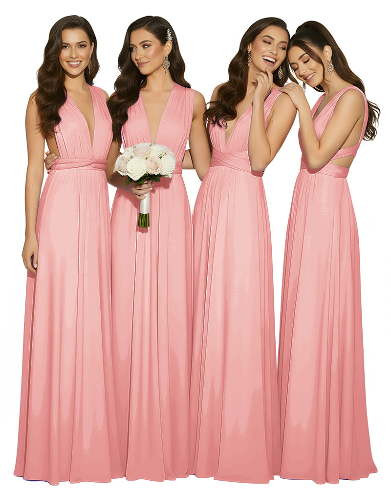 Multiway Wrap Infinity Dress With Pockets Regular Plus size Wedding Bridal Party Bridemaids Gownblushing pink 