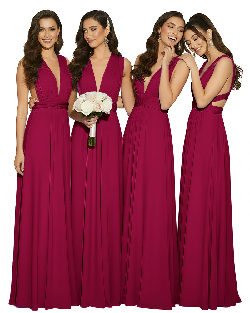 Multiway Wrap Infinity Dress With Pockets Regular Plus size Wedding Bridal Party Bridemaids Gownburgundy 