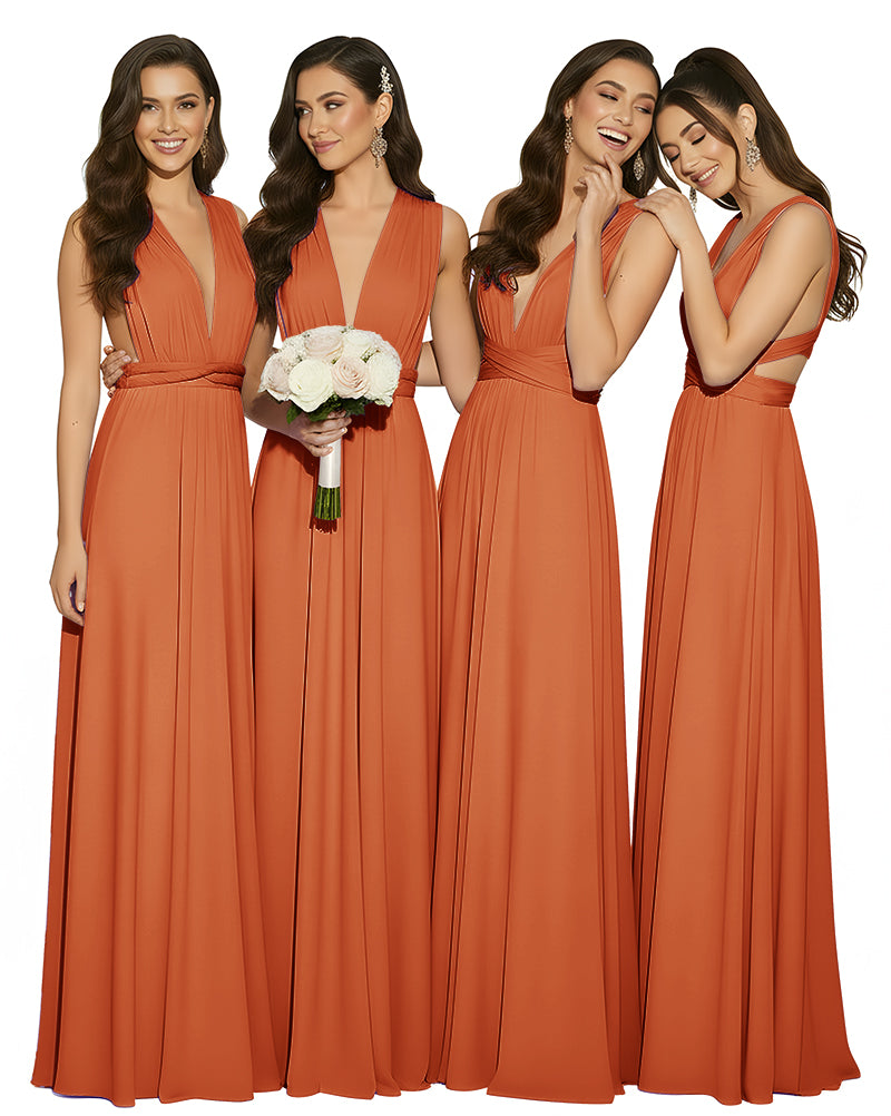 Multiway Wrap Infinity Dress With Pockets Regular Plus size Wedding Bridal Party Bridemaids Gownburnt orange 