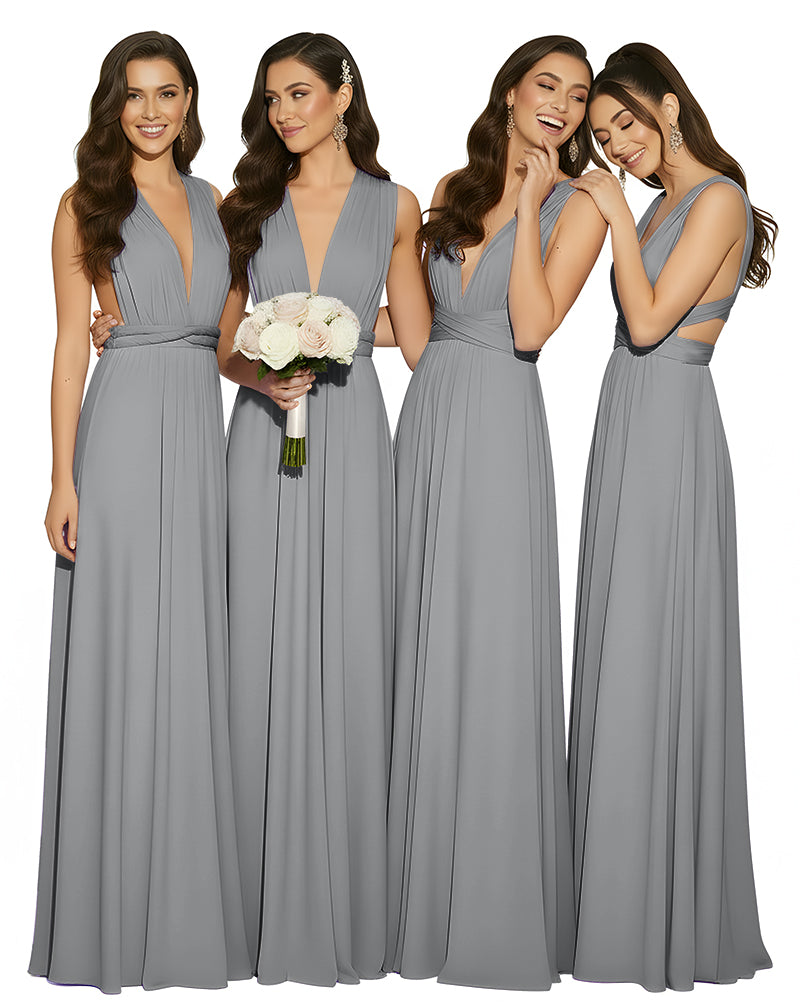 Multiway Wrap Infinity Dress With Pockets Regular Plus size Wedding Bridal Party Bridemaids Gowncharcoal grey 