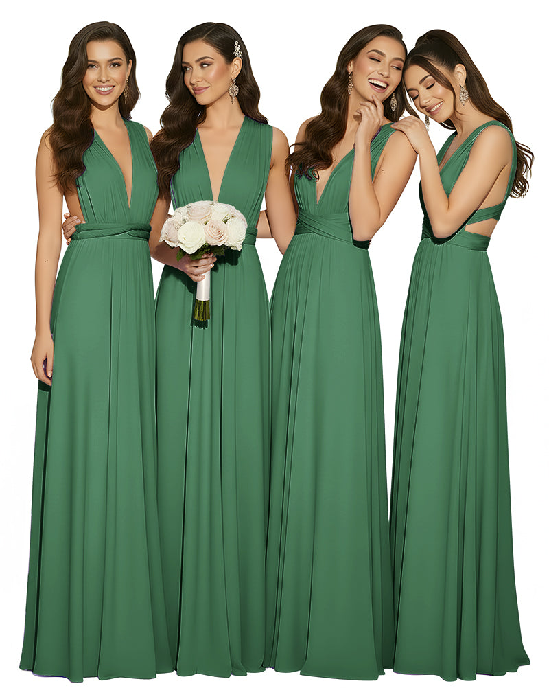 Multiway Wrap Infinity Dress With Pockets Regular Plus size Wedding Bridal Party Bridemaids Gowndark green 