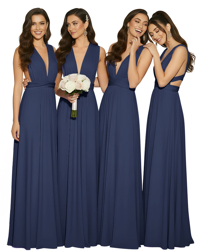 Multiway Wrap Infinity Dress With Pockets Regular Plus size Wedding Bridal Party Bridemaids Gowndark navy 