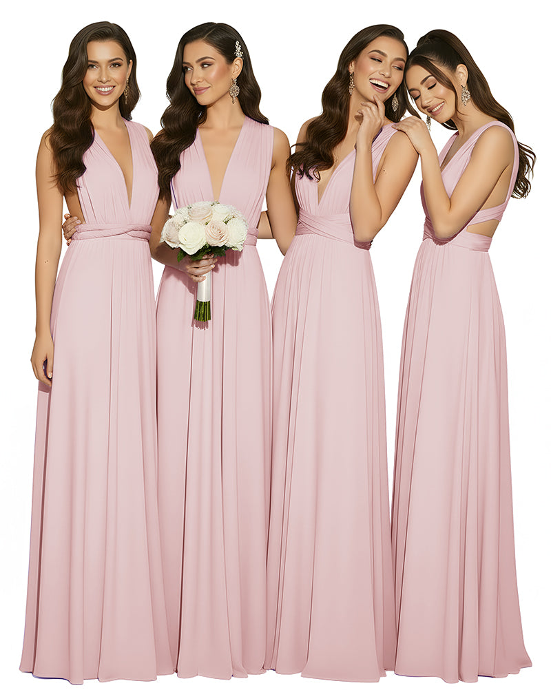 Multiway Wrap Infinity Dress With Pockets Regular Plus size Wedding Bridal Party Bridemaids Gowndusty rose 
