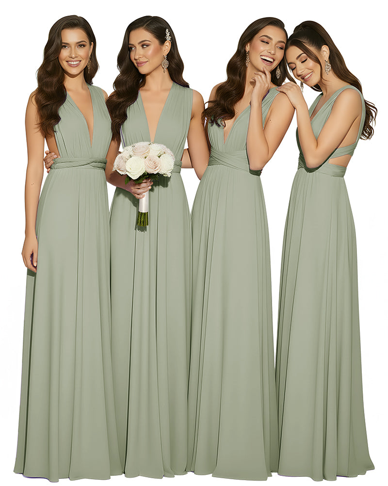 Multiway Wrap Infinity Dress With Pockets Regular Plus size Wedding Bridal Party Bridemaids Gowndusty sage 
