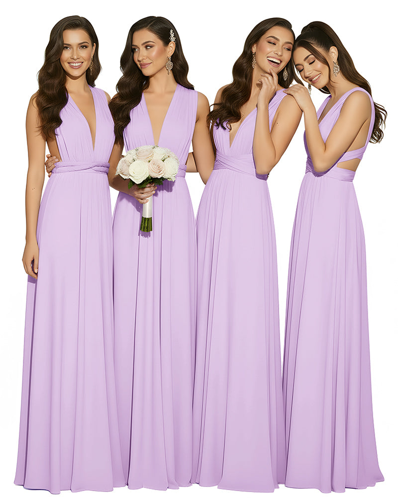 Multiway Wrap Infinity Dress With Pockets Regular Plus size Wedding Bridal Party Bridemaids Gownlilac 